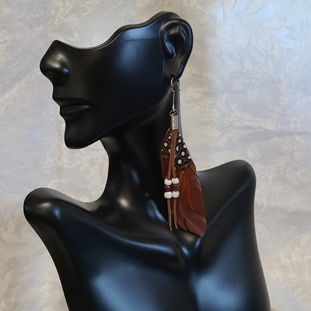 NWT Boho Feather Earrings